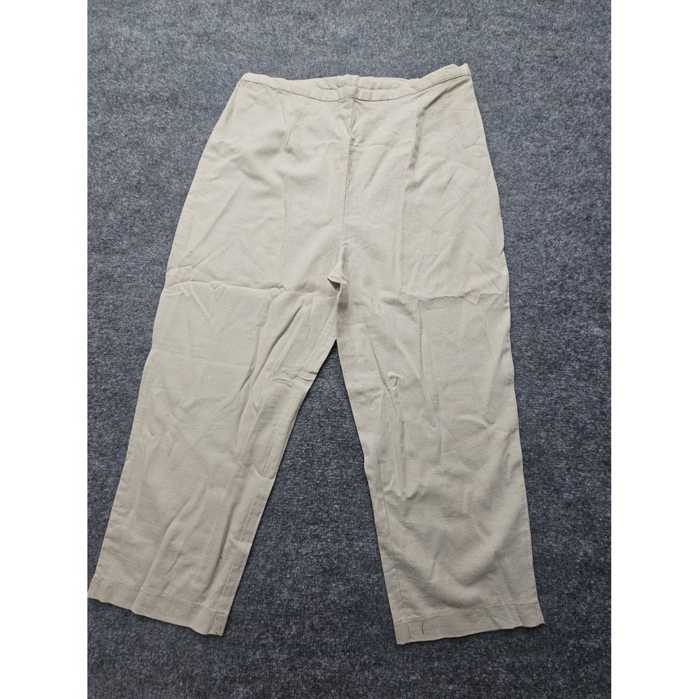 A.K.C. Linen Blend Crop Pants Womens Size Large Off White BOHO Bohemian